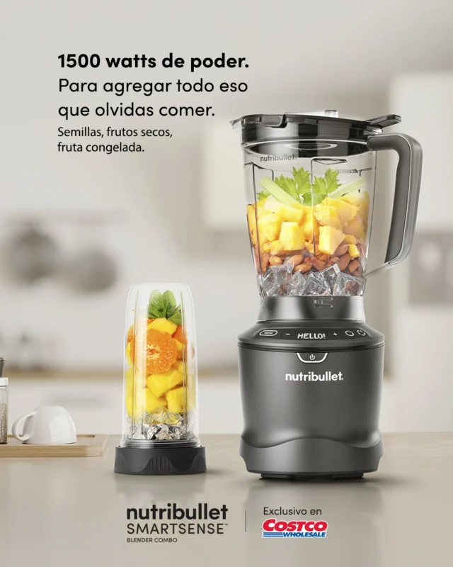 ⚡ 1500 W de potencia real ⚡nutribullet® Smart Sense licúa con más fuerza para lograr texturas súper suaves, homogéneas y con todo el sabor de tus ingredientes.⁣
⁣
Agregale todo eso que se te olvida comer (pero que te hacen muy bien) a tus sopas, smoothies o salsas ✅⁣
