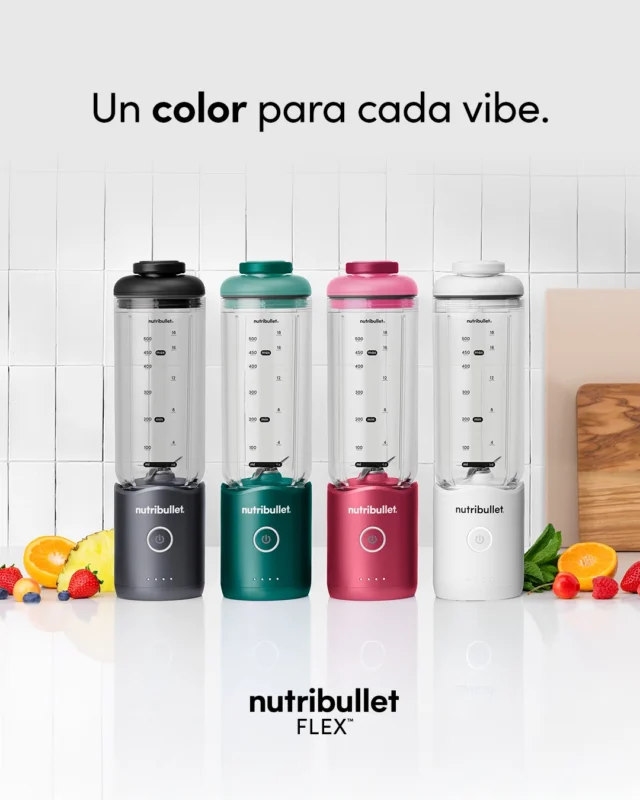 Cuatro colores, cuatro formas de energía 🌈 La nueva nutribullet Flex combina potencia, diseño y estilo para seguirte el ritmo donde vayas.⁣
⁣
¿Con cuál te identificas? 💪 Blanco, Gris Metalizado, Verde Bosque o Rojo Rubí.⁣