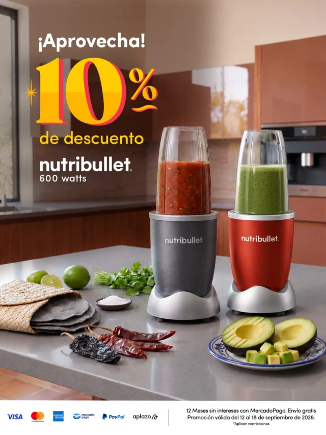 Un color para cada estilo y la rapidez que necesitas en tu cocina. 🇲🇽⁣
⁣
Del 12 al 18 de septiembre, disfruta un 10% DE DESCUENTO en tu nutribullet® 600W. ⁣
⁣
Nutrición fácil, todos los días, sin complicaciones.⁣
Aplican términos y condiciones.⁣