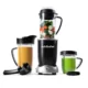 Nutribullet® RX en color negro con alimentos y accesorios sobre fondo blanco